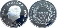Türkei 10 Euro/2.500.000 Lira 60. Todestag Mustafa Kemal Atatürk -