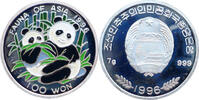 Nordkorea 100 Won 1996 Fauna of Asia - Panda mit Jungem - Farbm&uuml;nze PP, ... 29.62 &pound;  +  17.35 &pound; shipping