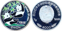 Nordkorea 2 Won 2000 Fauna of Asia - Spielende Pandas - Farbm&uuml;nze PP, fl... 29.62 &pound;  +  17.35 &pound; shipping