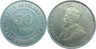 British Straits Settlements Malaysia 50 Cents Half Dollar 1920 George V.... 23.70 &pound;  +  17.35 &pound; shipping