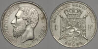 BELGIUM 1 Frank 1886 VL Leopold II vz+ 64.19 &pound;  +  18.83 &pound; shipping
