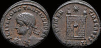 Roman AE3 Constantius II, as Caesar AE3 campgate -