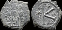 Byzantine Half follis Justin II & Sophia AE half follis large K -