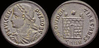 Roman follis Crispus AE follis campgate -