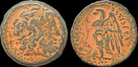 Ptolemaic Kingdom AE19 Ptolemaic Kingdom Ptolemy II Philadelphos AE19 eagle left on thunderbolt -