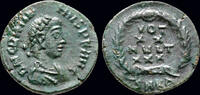 Roman AE follis Gratian AE follis legend within wreath -