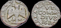 Italy AE grano Italy Sicily Messina Charles II AE grano 1686 -