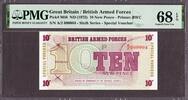 Great Britain British Armed Forces 10 New Pence 1972 LOW # A/2 000004 P-M48 GEM UNC PMG 68 EPQ -