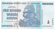 Zimbabwe 100 Trillion Dollars 2008 Highest denomination of hyperinflation UNC