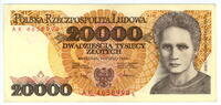 POLAND / POLEN 20.000 zlotych 1989 series AK 46......., Maria Skłodowska... 341.82 &pound;  +  34.18 &pound; shipping