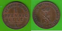 Reuss jüngerer Linie 1 Pfennig Heinrich LXVII. 1854-1867., hübsch -