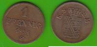 Sachsen 1 Pfennig Friedrich August II. 1836-1854, sehr hübsch -