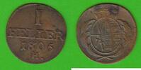 Sachsen 1 Heller Friedrich August III. 1763-1806, Ziffer 8 über 7 geschnitten, selten -