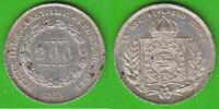 Brasilien 200 Reis Pedro II. 1831-1889, sehr hübsch -