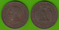 Frankreich 10 Centimes Napoleon III. 1852-1870, Bordeaux, Beizeichen tête de chien, selten -