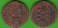 Portugiesisch-Indien Goa 7 1/2 Reis Maria II. 1834-1853, hübsch, selten -