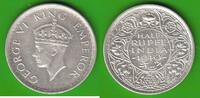 Britisch-Indien 1/2 Rupee George VI. 1936-1952, Bombay, sehr hübsch -