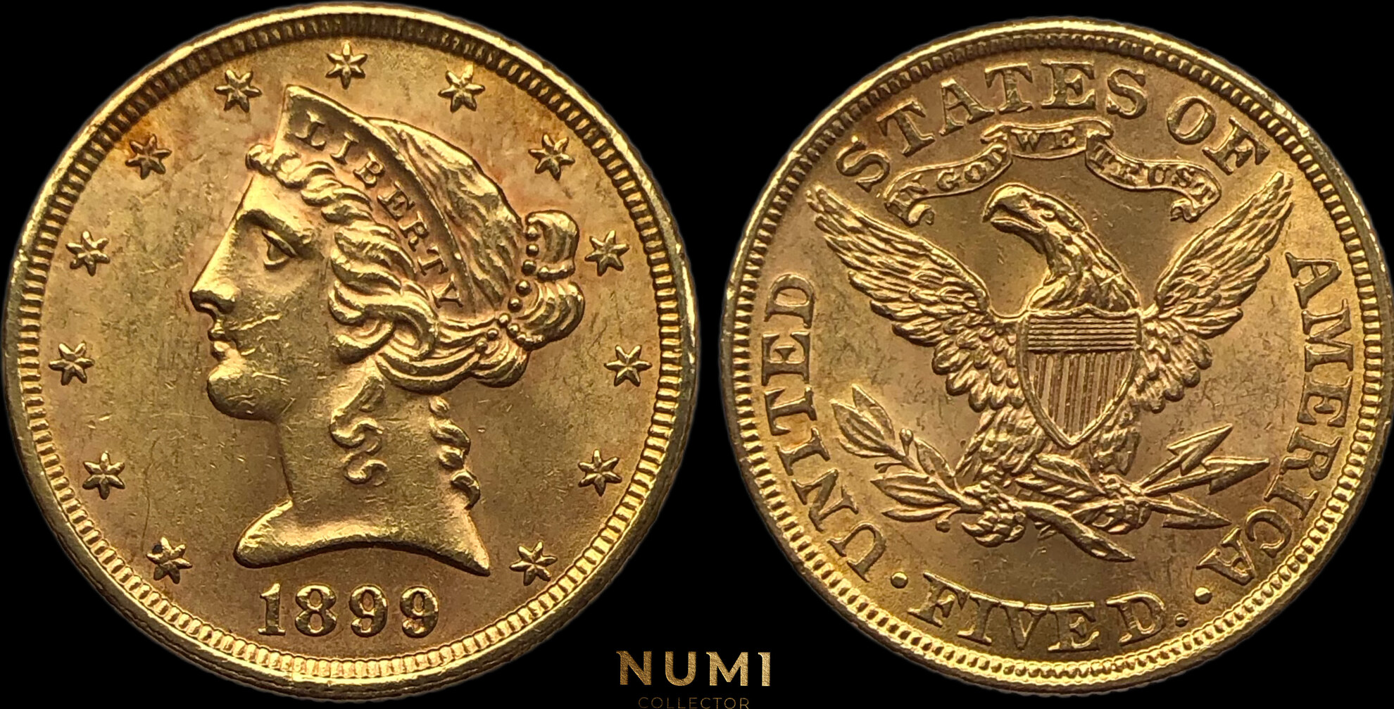 USA 5 Dollars 1899 Liberty Head UNC MA Shops