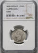 GERMANY (WÜRTTEMBERG) ½ Gulden 1838 Wilhelm I NGC AU 53
