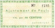 Espagne SPANIEN - PAULS - GEMEINDERAT - 50 CENTIMES 50 Centimes  