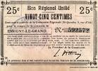 France 25 Centimes COUNTY 02690 - ESSIGNY-LE-GRAND - UNIFIED REGIONAL VOUCHER - 25 CENTIMES -