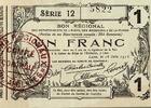 France 1 Franc AISNE - ARDENNES - MARNE - REGIONAL GOOD - 1 FRANC - JUNE 16, 1916 - SERIES 12 -