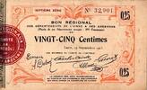 France 25 Centimes AISNE ET ARDENNES - REGIONAL GOOD - 25 CENTIMES - SEPTEMBER 19, 1915 - SEVENTH SERIES -