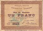 France 1 Franc County 59 - OHAIN - CURRENCY VOUCHER - 1 FRANC - 01/26/1915 -
