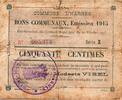 France 50 Centimes COUNTY 62440 HARNES - MUNICIPAL VOUCHERS - 50 CENTIMES - 02/20/1915 -