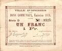 France 1 Franc County 59310 - ORCHIES - COMMUNITY BONDS - 1 FRANC - 1914 -