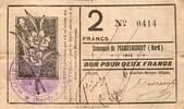 France 2 Francs County 59146 - PECQUENCOURT - GOOD FOR 2 FRANCS - 1914 -