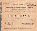 France 2 Francs COUNTY 62 - ARRAS - CHAMBER OF COMMERCE - GUARANTEED VOUCHERS - 2 FRANCS - 08/29/1914 -