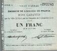 France 1 Franc COUNTY 62 - ARRAS - CHAMBER OF COMMERCE - GUARANTEED VOUCHERS - 1 FRANC - 08/29/1914 -