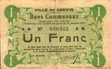 France 1 Franc COUNTY 62 - CARVIN - COMMUNITY BONDS - 1 FRANC - 01/15/1915 -