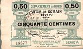 France 50 Centimes County 59490 - SOMAIN - 50 CENTIMES - 1915 - SERIES A -
