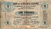 France 1 Franc County 59730 - SOLESMES - BEARER VOUCHER - 1 FRANC - 2ND ISSUE - SERIES 1 -