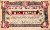 France 10 Francs County 59 - ROUBAIX - TOURCOING - COIN VOUCHER - TEN FRANCS - 8TH SERIES - 12/08/1916 -