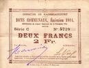 France 2 Francs County 59283 - RAIMBEAUCOURT - COMMUNITY VOUCHERS - 2 FRANCS - 11/14/1914 -
