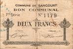 France 2 Francs County 59268 - SANCOURT - BON COMMUNAL - 2 FRANCS - 10/31/1915 - 1ST SERIES -