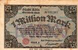Allemagne 1 Million Mark GERMANY - STADT KÖLN - 1 MILLION MARK - 1923 - SERIE E -