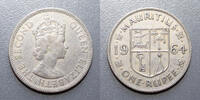 Ile Maurice 1 Rupee MAURITIUS - KM 35.1 - 1 RUPEE 1964 - COAT OF ARMS - ELISABETH II -