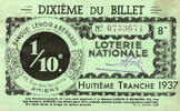France 1937 FRANCE - 80 - AMIENS - NATIONAL LOTTERY - 1/10TH - LENOIR AN... 2.12 &pound;  +  13.12 &pound; shipping