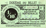 France 1937 FRANCE - 80 - AMIENS - NATIONAL LOTTERY - 1/10TH - LENOIR AN... 2.12 &pound;  +  13.12 &pound; shipping