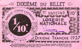 France 1937 FRANCE - 80 - AMIENS - NATIONAL LOTTERY - 1/10TH - LENOIR AN... 2.12 &pound;  +  13.12 &pound; shipping