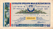 France 1935 FRENCH REPUBLIC - NATIONAL LOTTERY - 100 Frs - 2RD RANK - 19... 2.12 &pound;  +  13.12 &pound; shipping