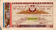 France 1935 FRENCH REPUBLIC - NATIONAL LOTTERY - 100 Frs - 12RD RANK - 1... 2.12 &pound;  +  13.12 &pound; shipping