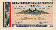 France 1935 FRENCH REPUBLIC - NATIONAL LOTTERY - 100 Frs - 7RD RANK - 19... 2.12 &pound;  +  13.12 &pound; shipping
