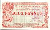 France 08/12/1917 2 Francs Mayenne City - 1917 UNC