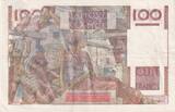 France 1952 100 Francs - Jeune Paysan - Reversed watermark - 02-10-1952 - Serial F.500 - P.128 VF+