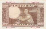 Spain 1953 100 Pesetas - J.R. de Torres - 07-04-1953 - Serial F2 VF